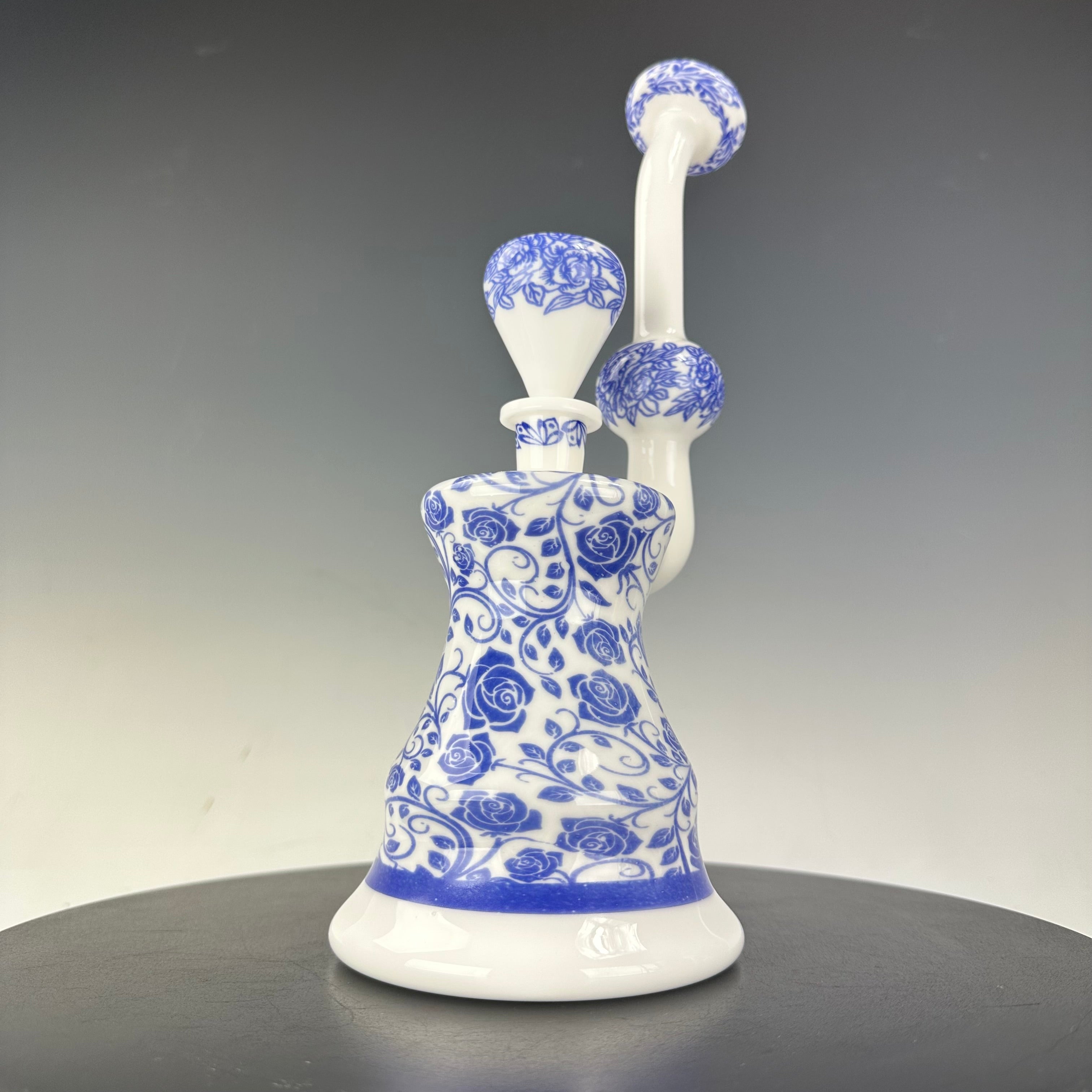 Kurt B Chinoiserie Rose Pattern XL Bubbler Rig with Slide