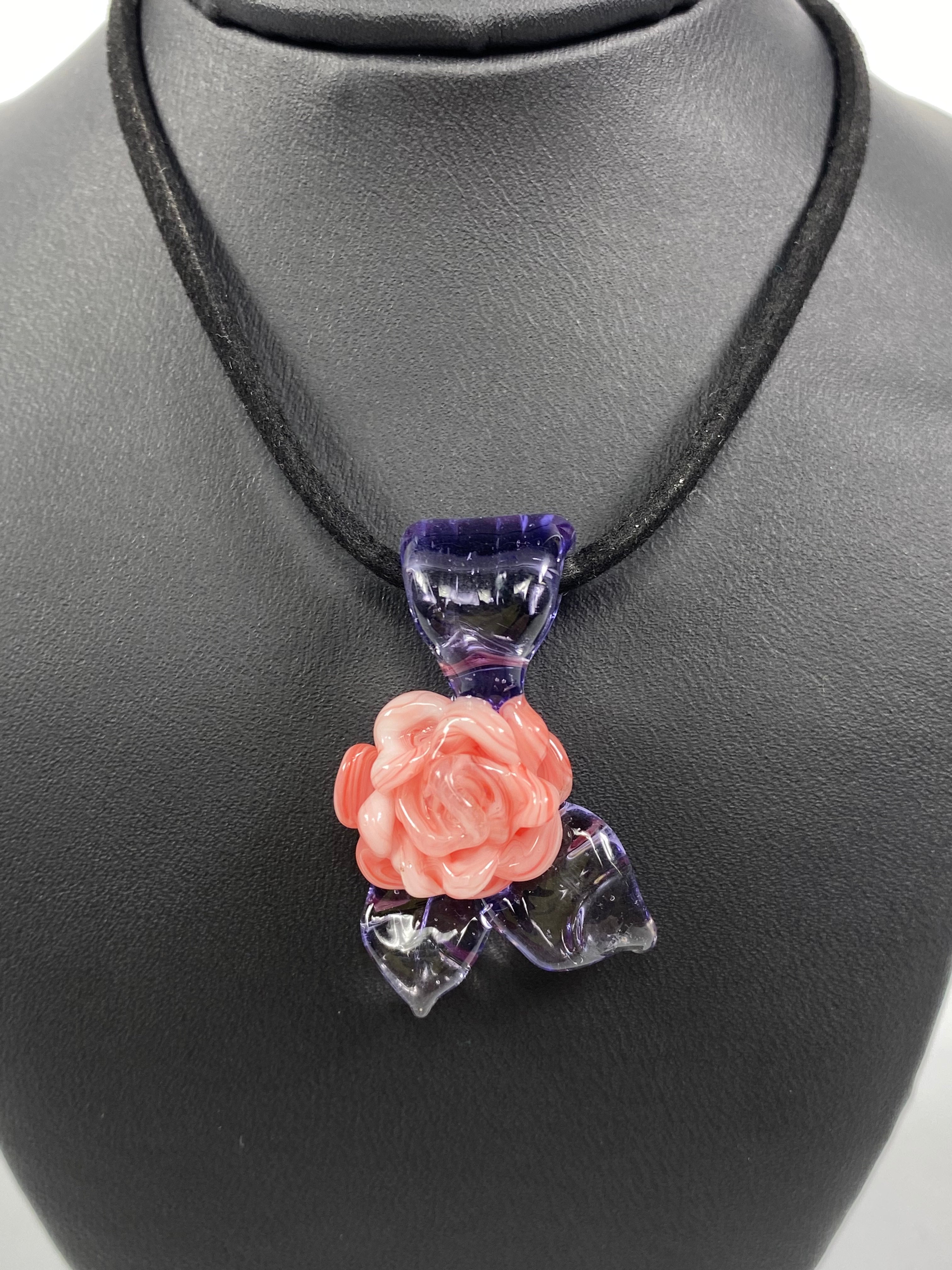 Butter Glass Heart & Rose Pendants