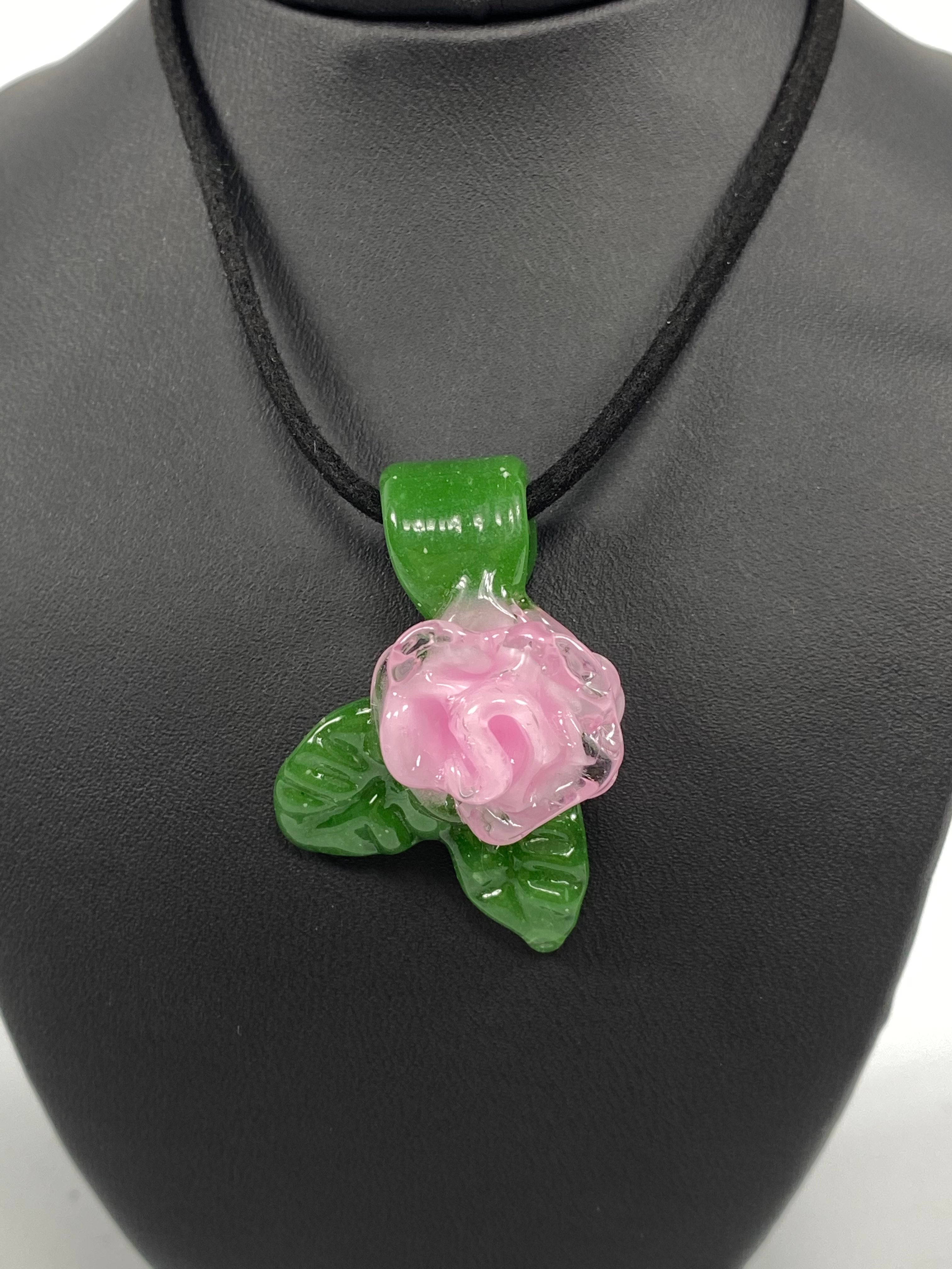 Butter Glass Heart & Rose Pendants