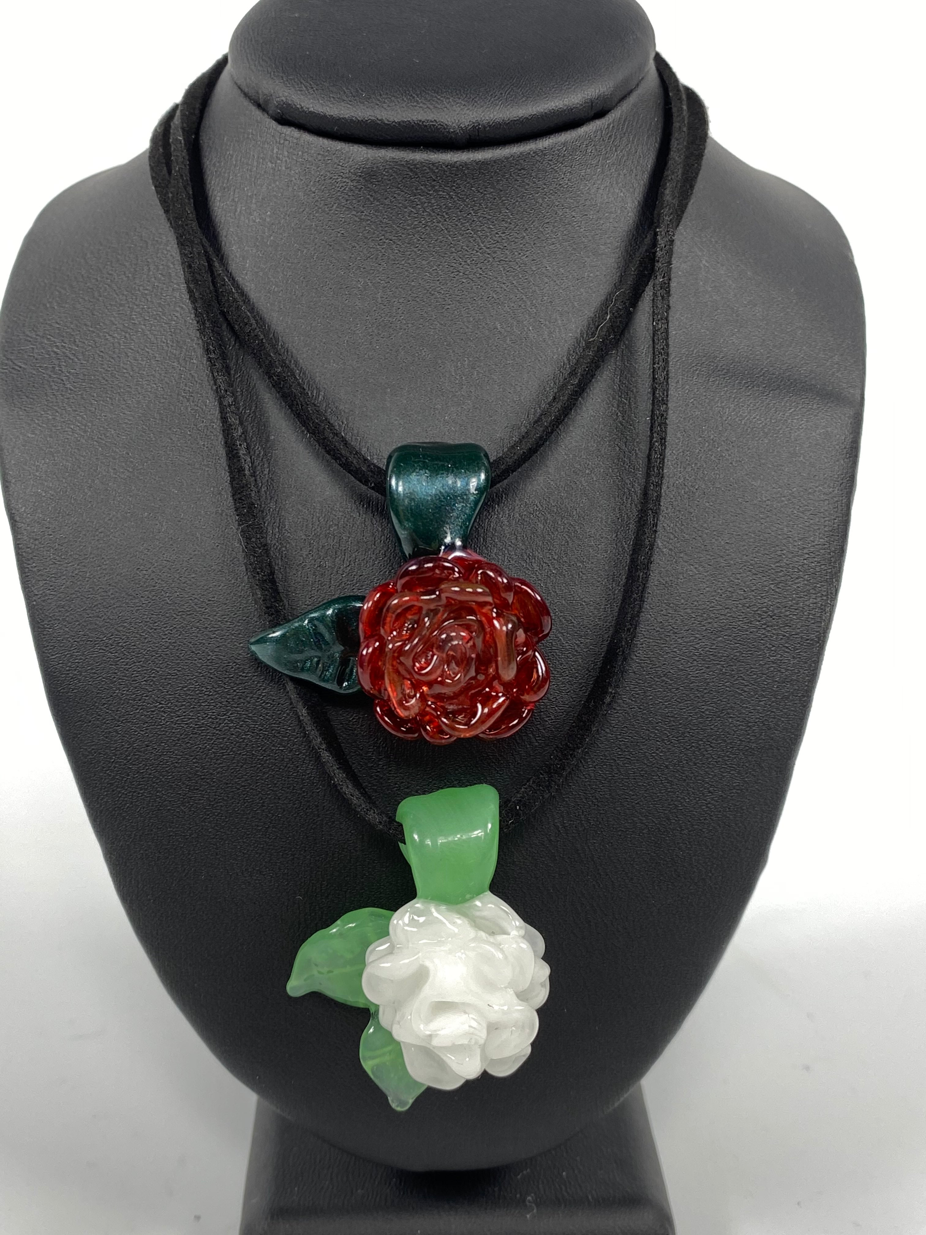 Butter Glass Heart & Rose Pendants