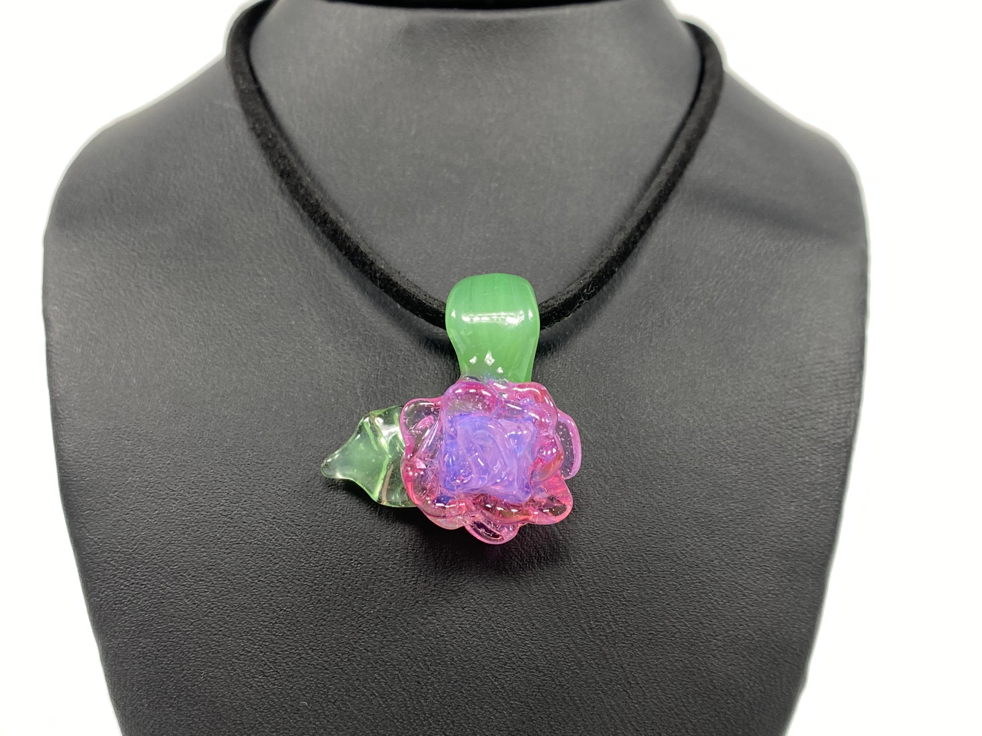 Butter Glass Heart & Rose Pendants