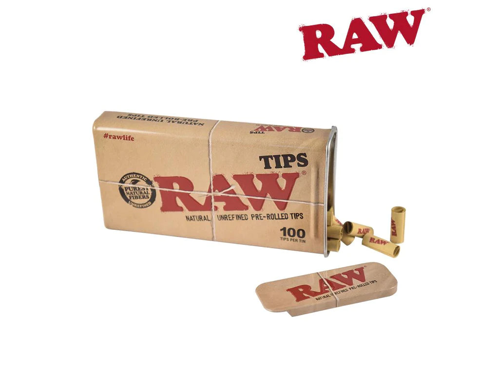 Raw Pre Rolled Tips In a TIn (100ct)