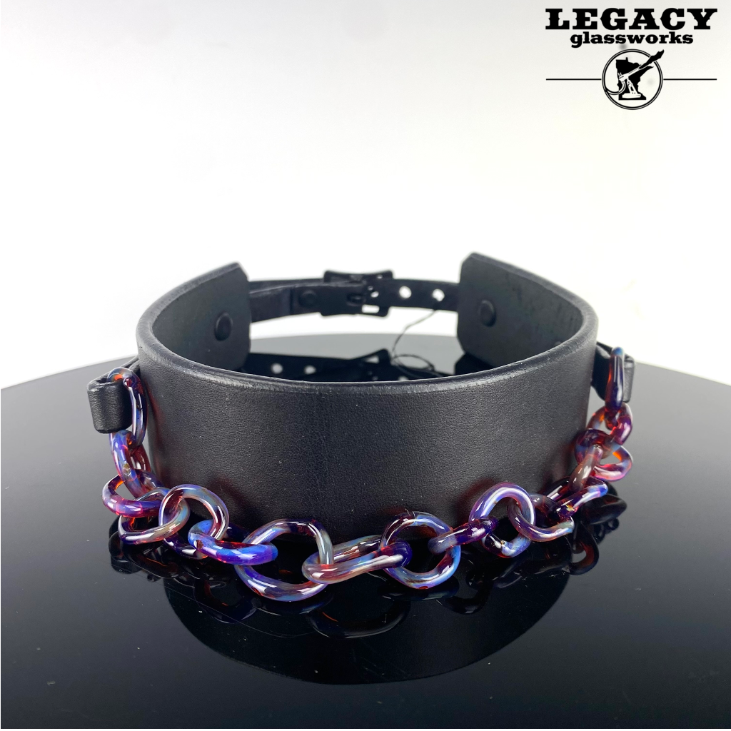 Sam L.S. Glass Chain Leather Collar #2
