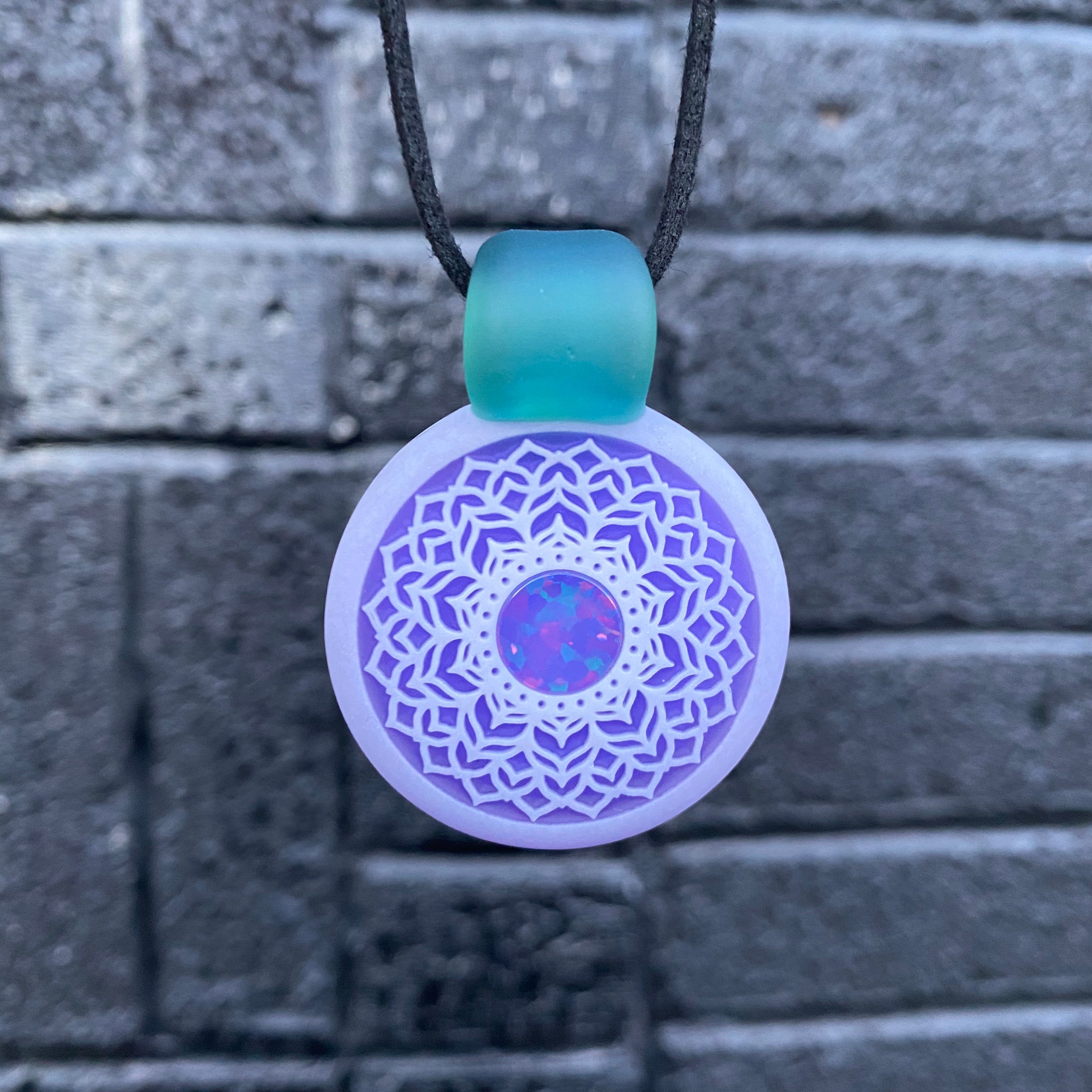 GlassMaze Carved Lilac Pendant
