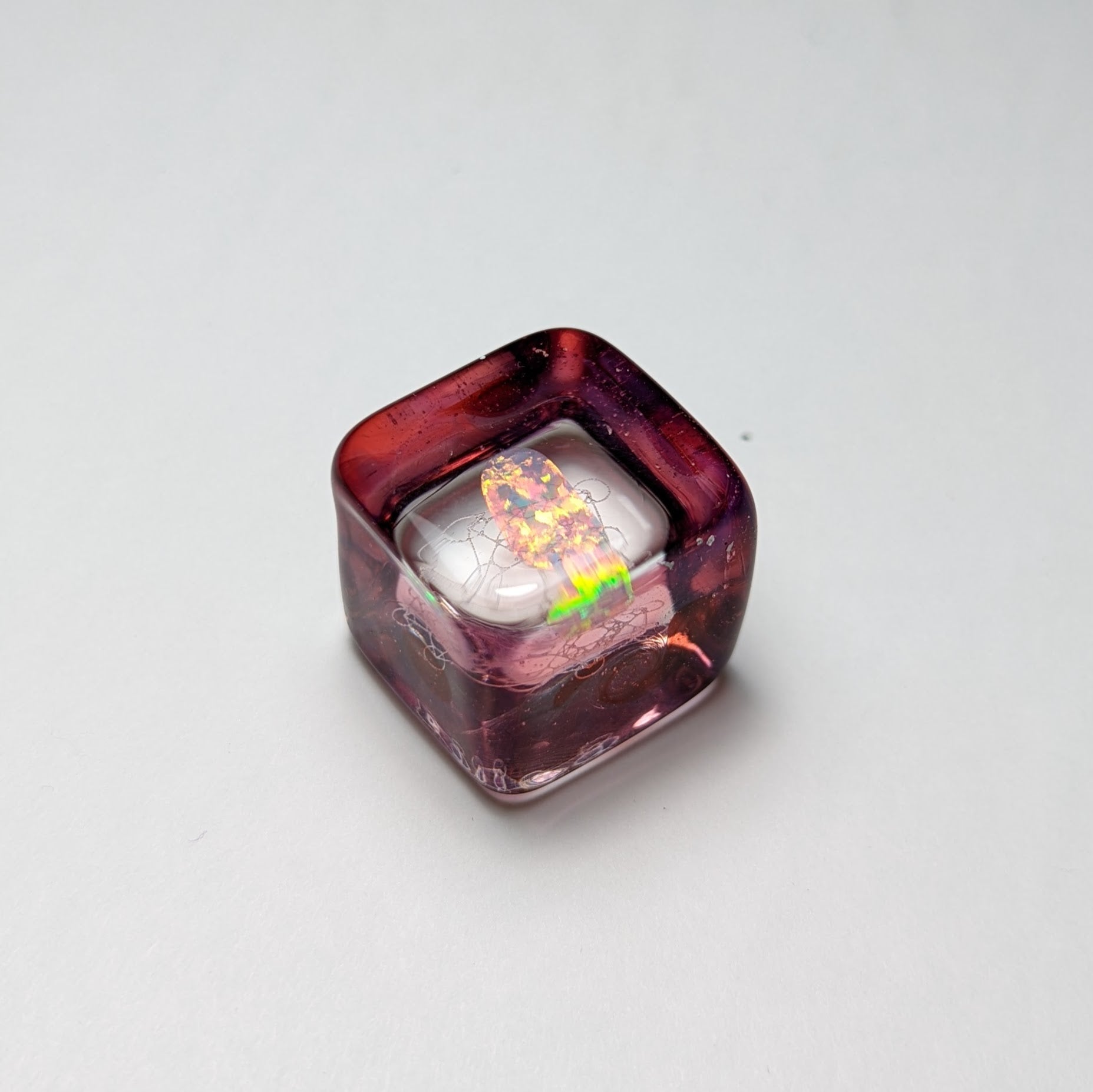 Jes Durfee Opal Pink Cube Paperweight